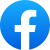 Facebook logo with white f surrounded by a blue circle background